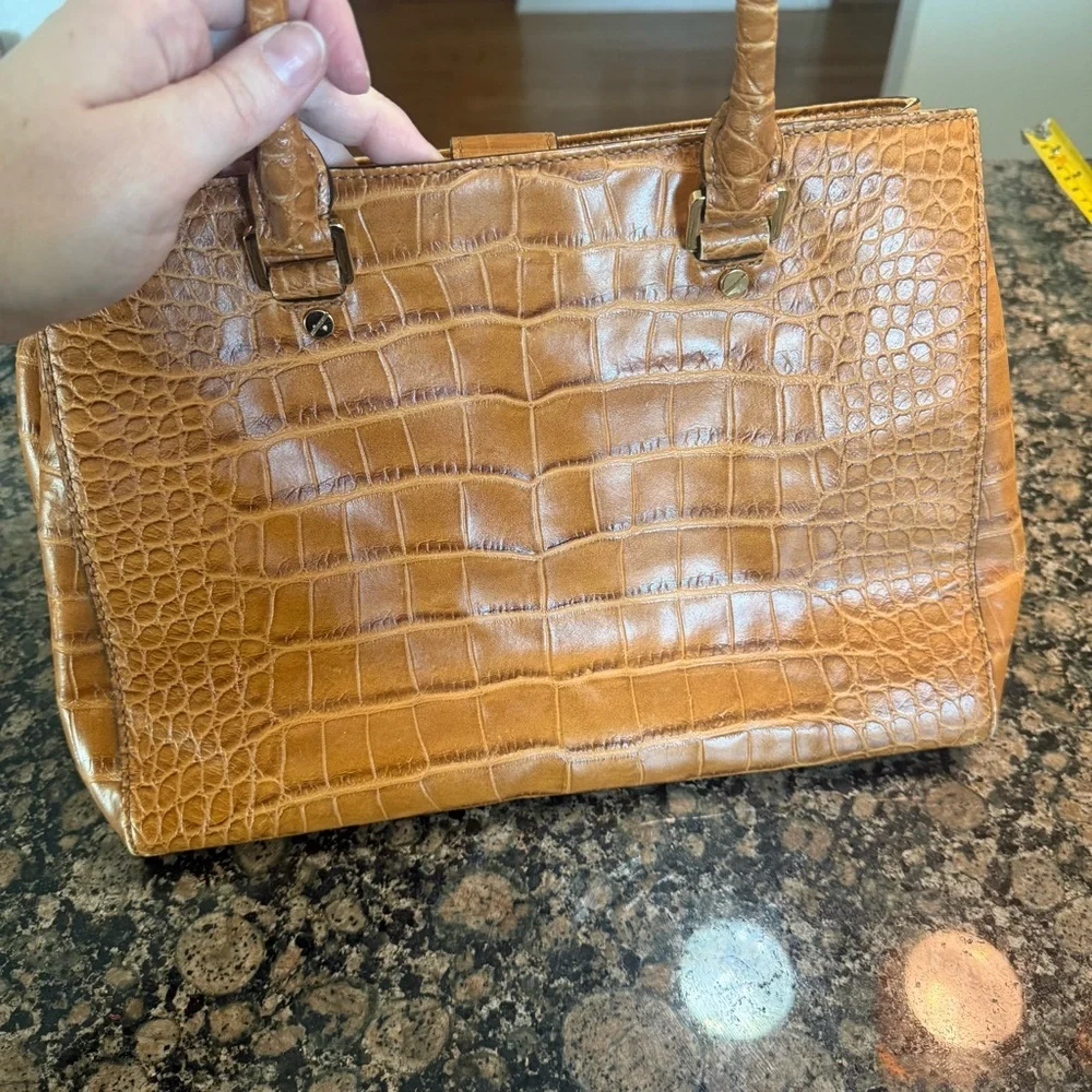 Michael Kors Tan Crocodile Embossed Satchel